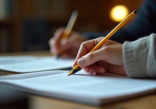 Student preparing for an English exam